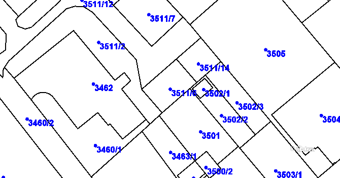 Parcela st. 3511/6 v KÚ Chomutov I, Katastrální mapa