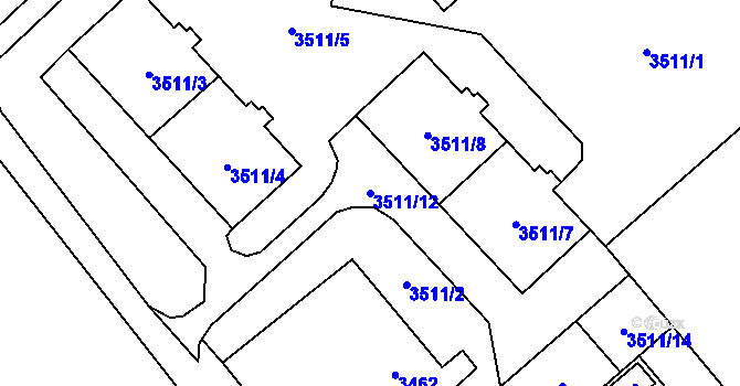 Parcela st. 3511/12 v KÚ Chomutov I, Katastrální mapa