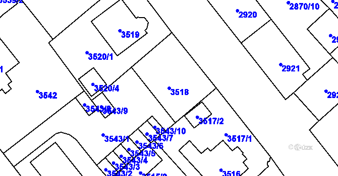 Parcela st. 3518 v KÚ Chomutov I, Katastrální mapa