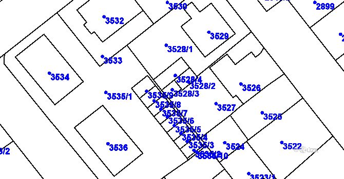 Parcela st. 3528/3 v KÚ Chomutov I, Katastrální mapa