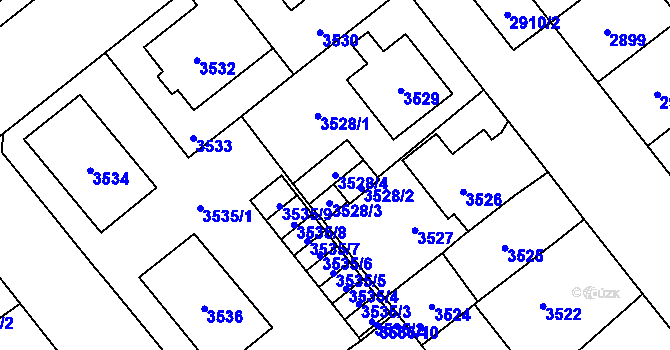 Parcela st. 3528/4 v KÚ Chomutov I, Katastrální mapa