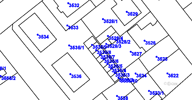 Parcela st. 3535/8 v KÚ Chomutov I, Katastrální mapa
