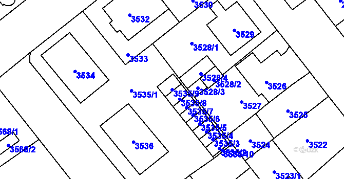 Parcela st. 3535/9 v KÚ Chomutov I, Katastrální mapa