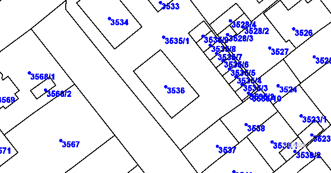 Parcela st. 3536 v KÚ Chomutov I, Katastrální mapa