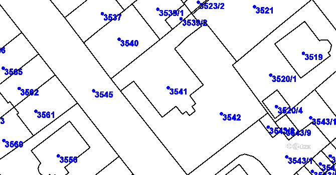 Parcela st. 3541 v KÚ Chomutov I, Katastrální mapa