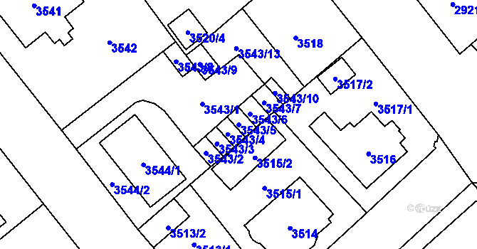 Parcela st. 3543/5 v KÚ Chomutov I, Katastrální mapa