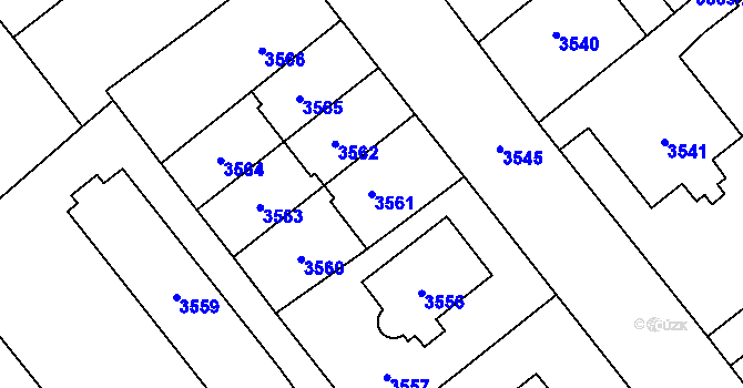 Parcela st. 3561 v KÚ Chomutov I, Katastrální mapa