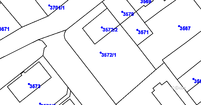 Parcela st. 3572/1 v KÚ Chomutov I, Katastrální mapa