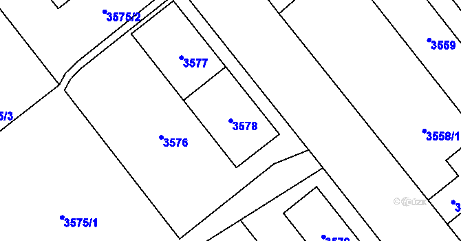 Parcela st. 3578 v KÚ Chomutov I, Katastrální mapa