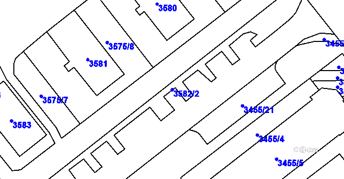 Parcela st. 3582/2 v KÚ Chomutov I, Katastrální mapa