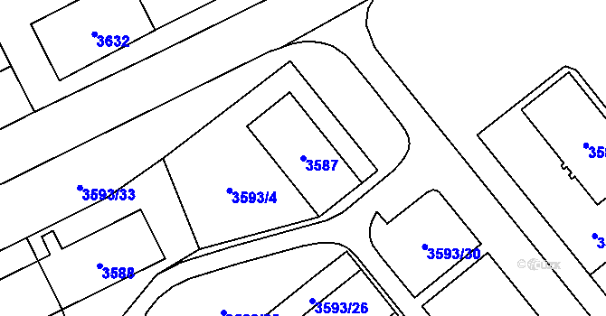 Parcela st. 3587 v KÚ Chomutov I, Katastrální mapa