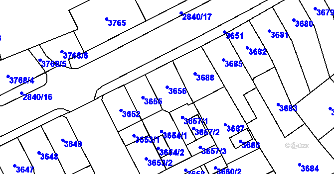 Parcela st. 3656 v KÚ Chomutov I, Katastrální mapa