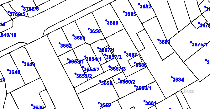 Parcela st. 3657/2 v KÚ Chomutov I, Katastrální mapa