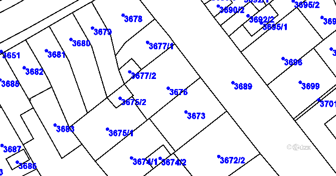 Parcela st. 3676 v KÚ Chomutov I, Katastrální mapa