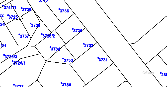 Parcela st. 3732 v KÚ Chomutov I, Katastrální mapa