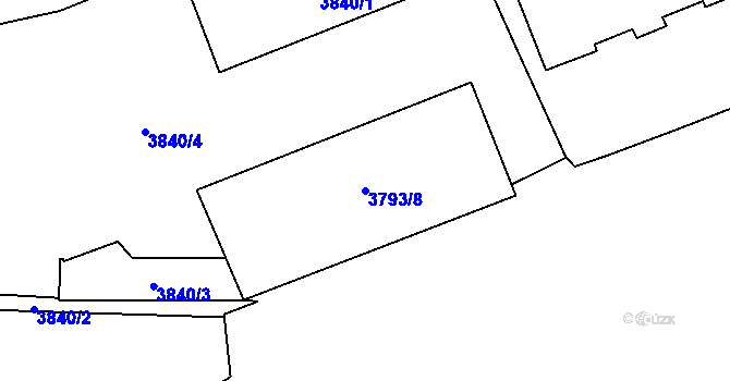 Parcela st. 3793/8 v KÚ Chomutov I, Katastrální mapa