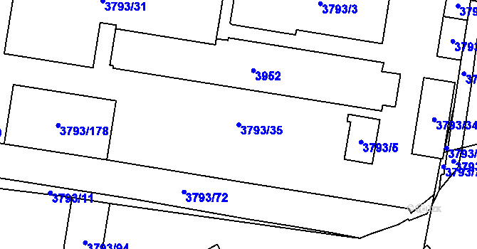 Parcela st. 3793/35 v KÚ Chomutov I, Katastrální mapa
