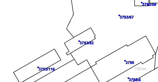Parcela st. 3793/82 v KÚ Chomutov I, Katastrální mapa
