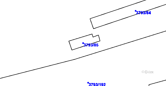 Parcela st. 3793/85 v KÚ Chomutov I, Katastrální mapa