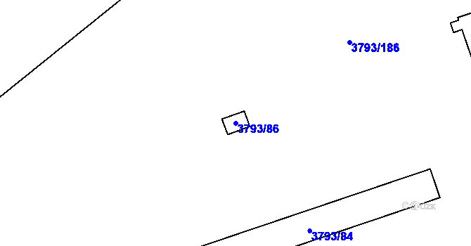 Parcela st. 3793/86 v KÚ Chomutov I, Katastrální mapa