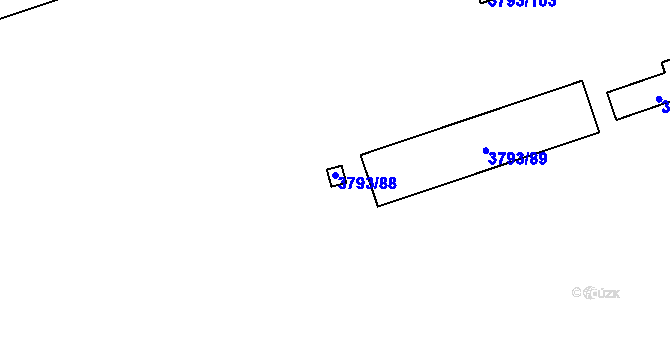 Parcela st. 3793/88 v KÚ Chomutov I, Katastrální mapa