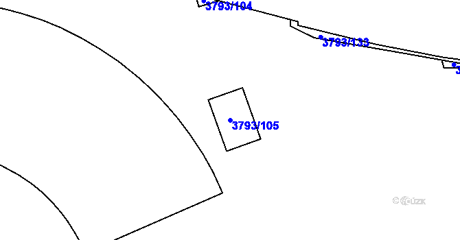 Parcela st. 3793/105 v KÚ Chomutov I, Katastrální mapa