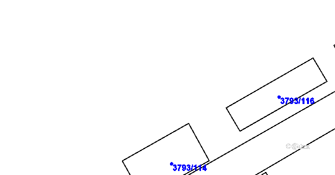 Parcela st. 3793/118 v KÚ Chomutov I, Katastrální mapa