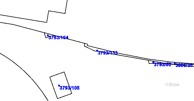 Parcela st. 3793/133 v KÚ Chomutov I, Katastrální mapa