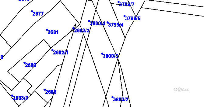 Parcela st. 3800/3 v KÚ Chomutov I, Katastrální mapa