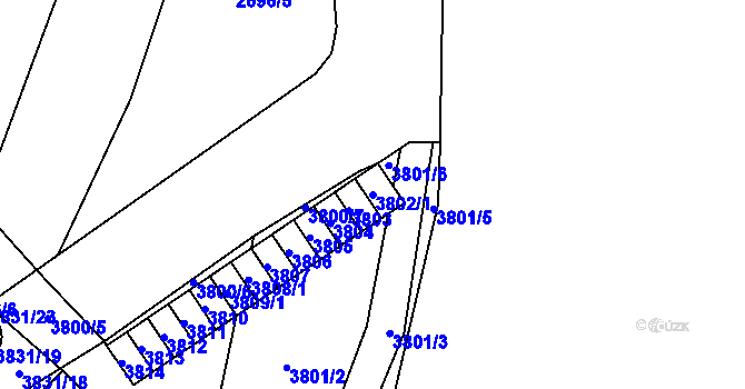 Parcela st. 3802/1 v KÚ Chomutov I, Katastrální mapa