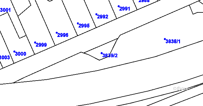 Parcela st. 3839/2 v KÚ Chomutov I, Katastrální mapa