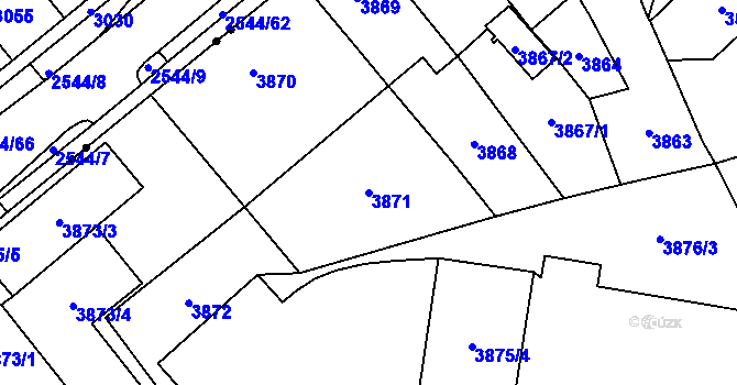 Parcela st. 3871 v KÚ Chomutov I, Katastrální mapa