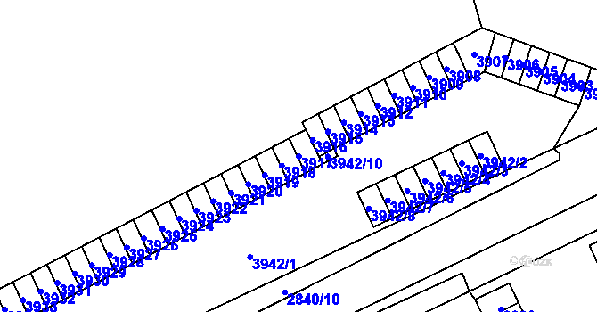 Parcela st. 3917 v KÚ Chomutov I, Katastrální mapa
