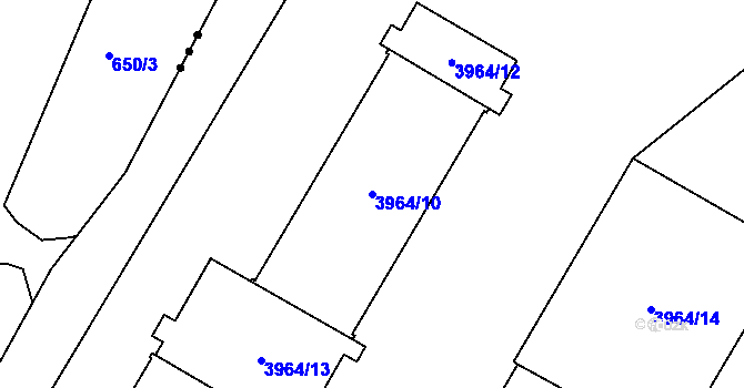 Parcela st. 3964/10 v KÚ Chomutov I, Katastrální mapa