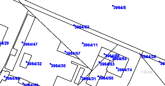Parcela st. 3964/11 v KÚ Chomutov I, Katastrální mapa