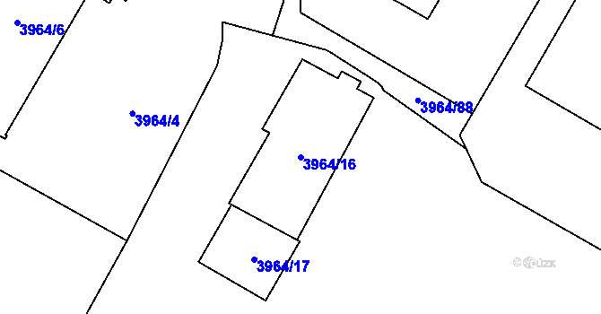 Parcela st. 3964/16 v KÚ Chomutov I, Katastrální mapa
