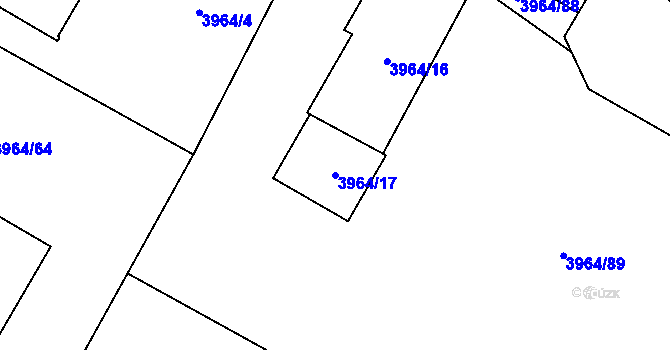 Parcela st. 3964/17 v KÚ Chomutov I, Katastrální mapa