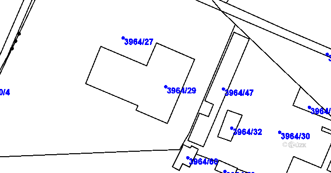Parcela st. 3964/29 v KÚ Chomutov I, Katastrální mapa