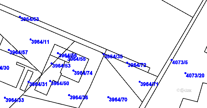 Parcela st. 3964/35 v KÚ Chomutov I, Katastrální mapa