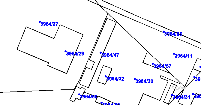 Parcela st. 3964/47 v KÚ Chomutov I, Katastrální mapa
