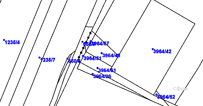 Parcela st. 3964/48 v KÚ Chomutov I, Katastrální mapa
