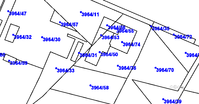 Parcela st. 3964/50 v KÚ Chomutov I, Katastrální mapa