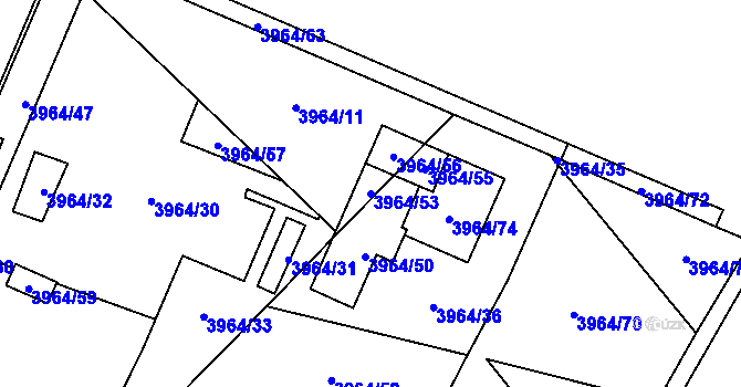 Parcela st. 3964/53 v KÚ Chomutov I, Katastrální mapa