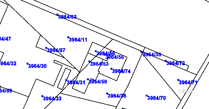Parcela st. 3964/55 v KÚ Chomutov I, Katastrální mapa