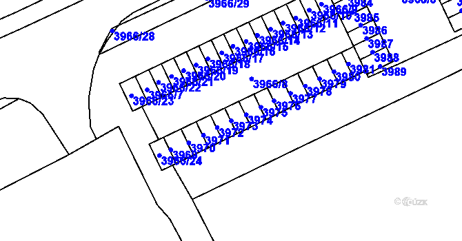 Parcela st. 3973 v KÚ Chomutov I, Katastrální mapa