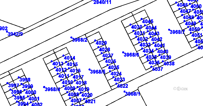 Parcela st. 4027 v KÚ Chomutov I, Katastrální mapa