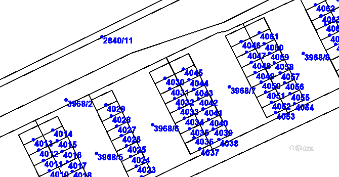Parcela st. 4031 v KÚ Chomutov I, Katastrální mapa