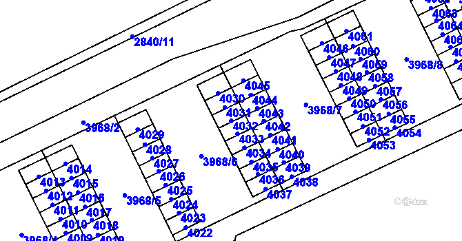 Parcela st. 4032 v KÚ Chomutov I, Katastrální mapa