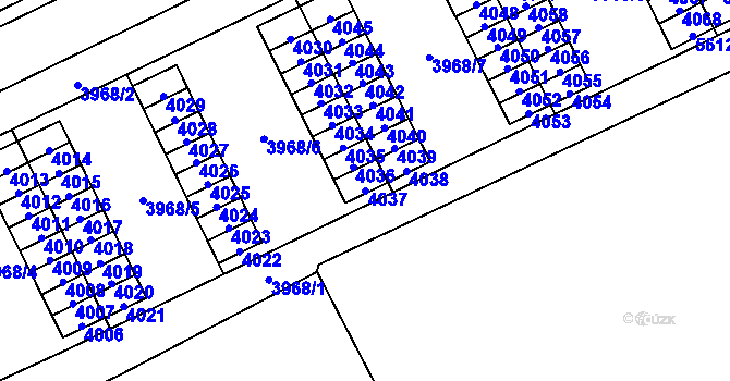 Parcela st. 4037 v KÚ Chomutov I, Katastrální mapa