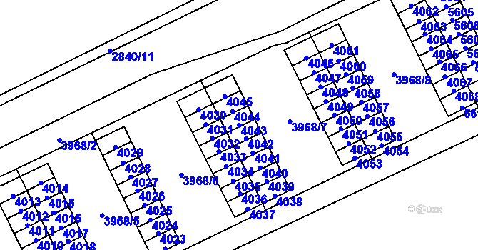 Parcela st. 4043 v KÚ Chomutov I, Katastrální mapa